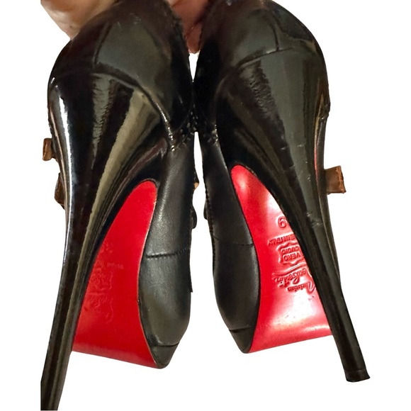 Christian Louboutin Leather Luly Peep Toe Mary-Jane Pumps Black size 39 EUC - Picture 7 of 13